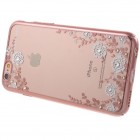 Apple iPhone 6S elegants „Kavaro“ Flowers dzidrs (caurspīdīgs) rozs plastmasas apvalks ar kristāliem
