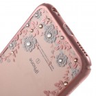 Apple iPhone 6S elegants „Kavaro“ Flowers dzidrs (caurspīdīgs) rozs plastmasas apvalks ar kristāliem