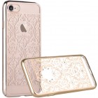Apple iPhone 7 (iPhone 8) elegants Devia Crystal Baroque Swarovski dzidrs (caurspīdīgs) zelta plastmasas apvalks ar kristāliem
