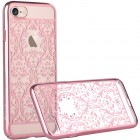 Apple iPhone 7 (iPhone 8) elegants Devia Crystal Baroque Swarovski dzidrs (caurspīdīgs) rozs plastmasas apvalks ar kristāliem