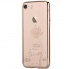 Apple iPhone 7 (iPhone 8) elegants Devia Lotus Garland Swarovski dzidrs (caurspīdīgs) zelta plastmasas apvalks ar kristāliem