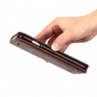 Apple iPhone 7 Plus (iPhone 8 Plus) „Deluxe“ ādas atvēramais tumši brūns maciņš (maks)
