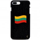Apple iPhone 7 Plus (iPhone 8 Plus) „Crafted Cover“  melns Lietuvas karogs dabīga koka telefona apvalks