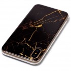 Apple iPhone X (iPhone Xs) „Marble“ cieta silikona (TPU) tumši brūns apvalks