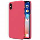 Apple iPhone X (iPhone Xs) Nillkin Frosted Shield sarkans plastmasas apvalks + ekrāna aizsargplēve