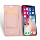 Apple iPhone Xs Max „Dux Ducis“ Skin sērijas rozs ādas atvērams maciņš