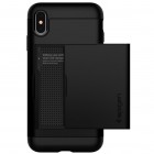 Apple iPhone Xs Max „Spigen“ Slim Armor CS melns silikons apvalks