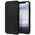 Apple iPhone Xs Max „Spigen“ Thin Fit 360 melns futrālis + ekrāna aizsargstikls