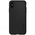 Apple iPhone Xs Max „Spigen“ Thin Fit 360 melns futrālis + ekrāna aizsargstikls