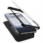 Apple iPhone Xs Max „Spigen“ Thin Fit 360 melns futrālis + ekrāna aizsargstikls