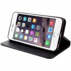 Apple iPhone 6 Plus „2in1“ solīds atvēramais ādas melns maciņš