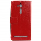 Asus Zenfone Go (ZB552KL) atvēramais ādas sarkans maciņš, grāmata (maks)