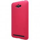 Asus Zenfone Max (ZC550KL) Nillkin Frosted Shield sarkans plastmasas apvalks + ekrāna aizsargplēve