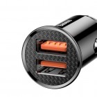 „Baseus“ Metal series Dual QC melns autolādētājs (Max 30W) (2 USB ligzdas)
