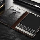 BlackBerry Passport Q30 „CaseMe“ solīds atvēramais ādas melns maciņš - maks