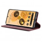 Google Pixel 6 Pro CaseMe Retro solīds atvēramais ādas bordo maciņš - maks