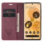 Google Pixel 6 Pro CaseMe Retro solīds atvēramais ādas bordo maciņš - maks
