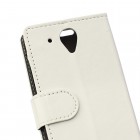 HTC Desire 520 atvēramais ādas balts maciņš (maks)