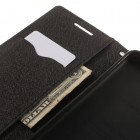 HTC Desire 820 „Mercury“ atvērams melns ādas maciņš - maks