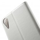 HTC Desire 825 atvēramais ādas balts maciņš (maks)