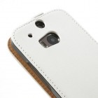 HTC One M8 klasisks ādas vertikāli atvēramais balts futrālis