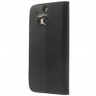 HTC One M8 atvēramais melns ādas futrālis - maciņš