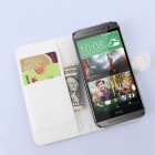 HTC One M9 atvēramais balts ādas Litchi maciņš (maks)