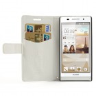 Atvērams ādas balts Huawei Ascend P6 maciņš
