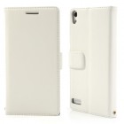 Atvērams ādas balts Huawei Ascend P6 maciņš