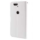 Huawei Nexus 6P atvēramais ādas balts maciņš (maks)