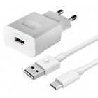 Origināls „Huawei“ Quick Charge balts tīkla lādētājs (18W, 2A) ar USB Type-C vadu HW-059200EHQ, AP32