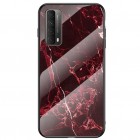 Huawei P smart 2021 „Marble“ cieta silikona (TPU) melns / sarkana apvalks