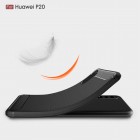 Huawei P20 „Carbon“ cieta silikona (TPU) melns apvalks
