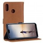 Huawei P20 Lite (Nova 3e) atvēramais ādas gaiši brūns retro maciņš (maks)