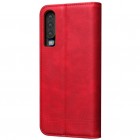 Huawei P30 Deluxe ādas atvēramais sarkans maciņš (maks) 