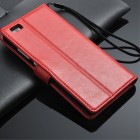Huawei P8 Lite atvēramais ādas sarkans maciņš (maks)