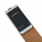 Huawei P9 (Ascend) klasisks ādas vertikāli atvēramais melns maciņš
