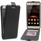 Huawei Y5 II (Huawei Y5 2, Huawei Honor 5, Huawei Honor Play 5, Huawei Honor 5 Play) klasisks ādas vertikāli atvēramais melns maciņš