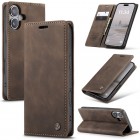 Apple iPhone 16 CaseMe Retro solīds atvēramais ādas brūns maciņš - maks