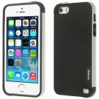 Apple iPhone 5 (5s, SE) „Walnutt“ cieta silikona melns apvalks apmales baltā krāsā