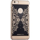 Apple iPhone 6s Plus elegants „JOYROOM“ Flowers melns (zelta apmales) plastmasas apvalks ar spīduļiem