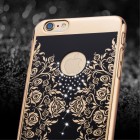 Apple iPhone 6s elegants „JOYROOM“ Flowers melns (zelta apmales) plastmasas apvalks ar spīduļiem