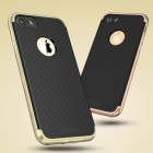 Apple iPhone 7 (iPhone 8) „IPAKY“ cieta silikona (TPU) melns apvalks (apmales - zeltā krāsā)
