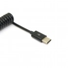 Spirāle USB Type-C melns vads 3 metri