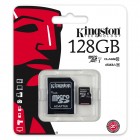„Kingston“ MicroSD atmiņas karte 128 Gb, 10 klase, U1, V10 ar SD adapteri