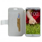 LG G2 D802 „Doormoon“ sērijas balts ādas atvērams maciņš