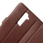 LG G2 atvēramais brūns ādas Lychee futrālis - maciņš