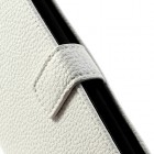 LG G2 atvēramais balts ādas Lychee futrālis - maciņš