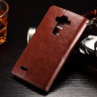 LG G4 Stylus (H635) atvēramais ādas brūns maciņš (maks)