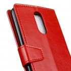 LG K10 2017 (X400, M250N) atvēramais ādas sarkans maciņš (maks)